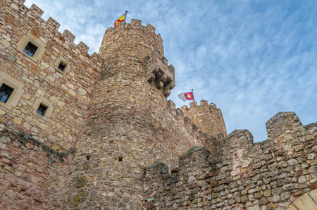 SIGUENZA, SPAIN - DECEMBER 27, 2014: The Castle of the Bishops of Siguenza (Castillo de los Obispos de Siguenza), Guadalajara province, Castilla la Mancha, Spain. Erected in the 12th century on a previous Muslim one from the beginning of the 8th century. のeditorial素材