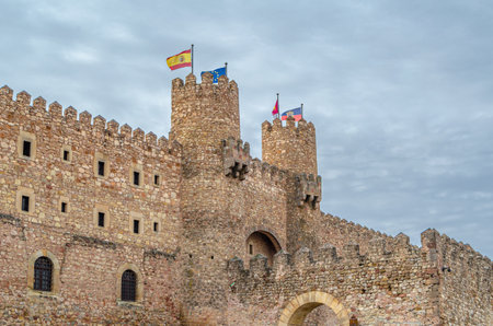 SIGUENZA, SPAIN - DECEMBER 27, 2014: The Castle of the Bishops of Siguenza (Castillo de los Obispos de Siguenza), Guadalajara province, Castilla la Mancha, Spain. Erected in the 12th century on a previous Muslim one from the beginning of the 8th century. のeditorial素材