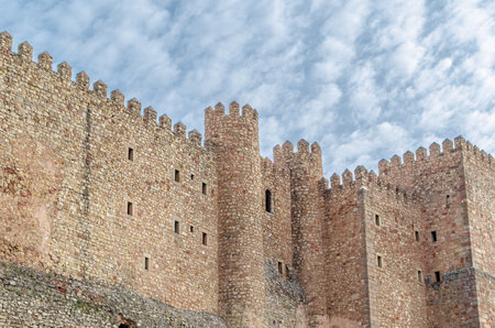 SIGUENZA, SPAIN - DECEMBER 27, 2014: The Castle of the Bishops of Siguenza (Castillo de los Obispos de Siguenza), Guadalajara province, Castilla la Mancha, Spain. Erected in the 12th century on a previous Muslim one from the beginning of the 8th century. のeditorial素材