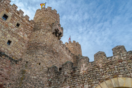 SIGUENZA, SPAIN - DECEMBER 27, 2014: The Castle of the Bishops of Siguenza (Castillo de los Obispos de Siguenza), Guadalajara province, Castilla la Mancha, Spain. Erected in the 12th century on a previous Muslim one from the beginning of the 8th century. のeditorial素材