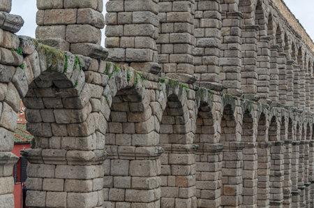 Famous Roman aqueduct, landmark of Segovia, Castile and Leon, Spainのeditorial素材