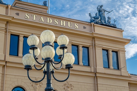 SUNDSVALL, SWEDEN - JULY 24, 2014: View of the city hall in Sundsvall, Swedenのeditorial素材