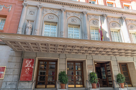 MADRID, SPAIN - NOVEMBER 6, 2022: Facade of the Teatro de la Zarzuela, a theater in Madrid, Spain, mainly devoted to zarzuela (the Spanish traditional musical theater genre)のeditorial素材