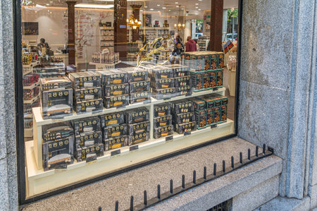 MADRID, SPAIN - NOVEMBER 10, 2022: Showcase of the Casa 1880 store in Madrid, Spain, specializing in...