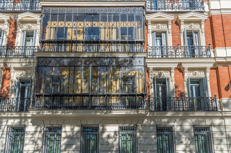 MADRID, SPAIN - NOVEMBER 6, 2022: PSN (Prevision Sanitaria Nacional) headquarters in Madrid, Spain, located in the Gamazo Palace, a building constructed in 1888 by architect Ricardo Velazquez Bosco. PSN is the insurance company for university professionalのeditorial素材