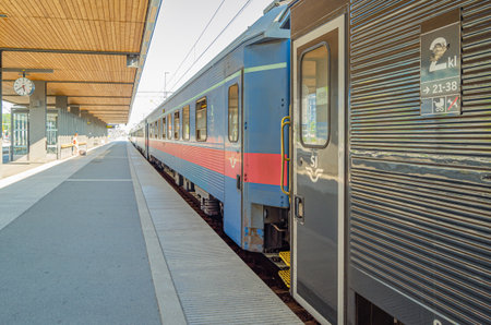 UPPSALA, SWEDEN - JULY 26, 2014: View of Swedish trains at Uppsala Central Station, Sweden