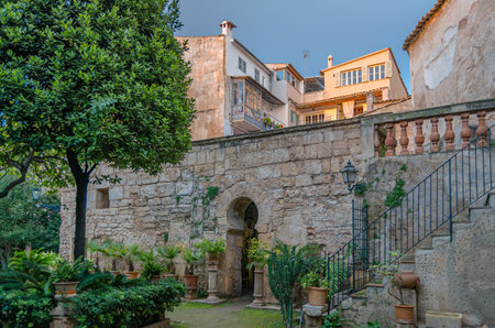 PALMA, SPAIN - JANUARY 11, 2015: View of the entrance to the 10th century Arab baths, the best preserved building from the Islamic period on the island of Mallorca, Spainのeditorial素材