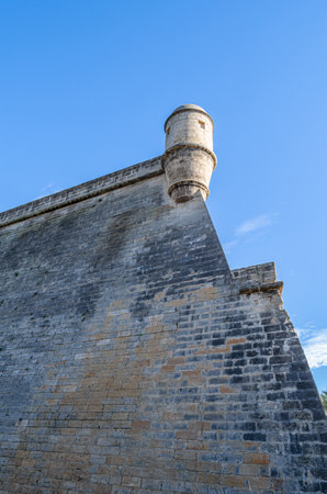 PALMA, SPAIN - JANUARY 11, 2015: Baluard de Sant Pere, a bastion, part of the old Renaissance wall of Palma, Mallorca, Balearic Islands, Spain, erected in 1575. Today, it houses the Museum of Modern and Contemporary Art of Palma, inaugurated in 2004のeditorial素材