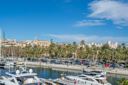 PALMA, SPAIN - JANUARY 11, 2015: View of the marina of Palma, Mallorca, Balearic Islands, Spainのeditorial素材