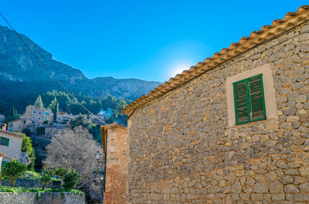 Architecture in the village of Deia, Mallorca, Balearic Islands, Spainの写真素材