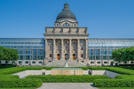MUNCHEN, GERMANY - JULY 4, 2015: Bavarian State Chancellery (Bayerische Staatskanzlei) building in Munich, built between 1989-1993 around the central dome of the former Bavarian Army Museumのeditorial素材