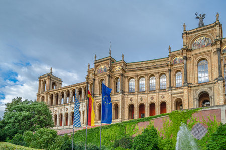 MUNCHEN, GERMANY - JULY 25, 2015: The Maximilianeum, a palatial building in Munich, Germany, since 1949 has housed the Bavarian State Parliamentのeditorial素材