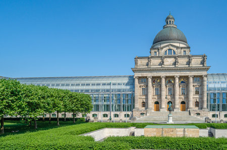 MUNCHEN, GERMANY - JULY 4, 2015: Bavarian State Chancellery (Bayerische Staatskanzlei) building in Munich, built between 1989-1993 around the central dome of the former Bavarian Army Museumのeditorial素材