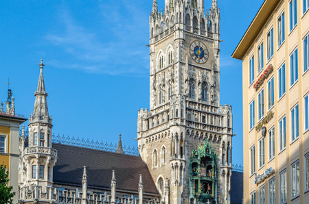 MUNCHEN, GERMANY - JULY 3, 2015: Urban scene, architecture in the old town of Munich, Germanyのeditorial素材