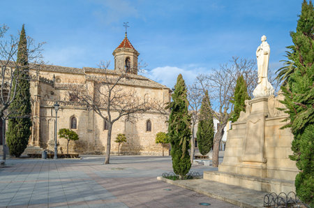UBEDA, SPAIN - JANUARY 24, 2020: Monument to Saint John of the Cross, made of polished white marble by sculptor Francisco Palma Burgos, inaugurated in 1959, in Ubeda, Spainのeditorial素材