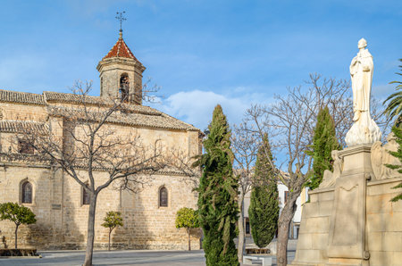 UBEDA, SPAIN - JANUARY 24, 2020: Monument to Saint John of the Cross, made of polished white marble by sculptor Francisco Palma Burgos, inaugurated in 1959, in Ubeda, Spainのeditorial素材