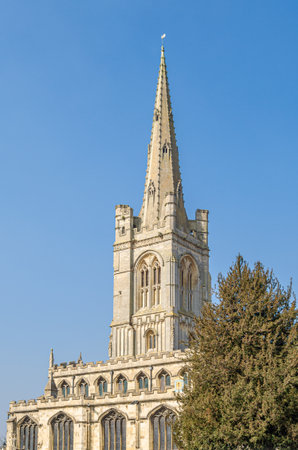 View of the Gothic All Saints' Church, parish church in Stamford, Lincolnshire, England, UKの写真素材