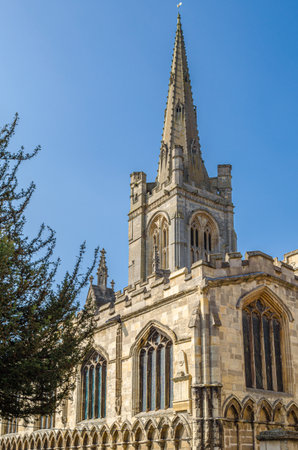 View of the Gothic All Saints' Church, parish church in Stamford, Lincolnshire, England, UKの写真素材