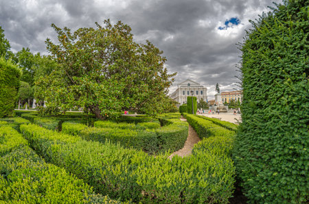 MADRID, SPAIN - AUGUST 15, 2015: View of the Plaza de Oriente in Madrid, Spain, with the Royal Opera House (Teatro Real) building in the backgroundのeditorial素材