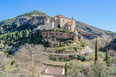 CUENCA, SPAIN - MARCH 28, 2015: Convent of San Pablo, 16th century former convent in Cuenca, Spain, it stands on a promontory over the Huecar river. Since 1993 it houses a state-owned Parador hotelのeditorial素材