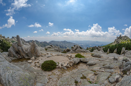 Landscape in La Pedriza, a large granite batholith in the Guadarrama Mountains, Community of Madrid,...