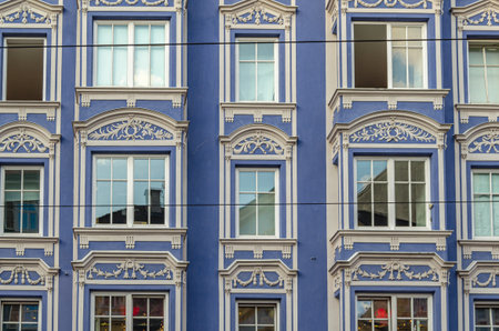 Colorful facades in the old town of Innsbruck, Tyrol, Austriaの写真素材