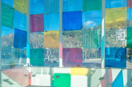 MALAGA, SPAIN - JANUARY 26, 2020: The Centre Pompidou Malaga, part of the National Center of Art and Culture Georges Pompidou of France, located in the space called El Cubo (The Cube) in Malaga, Spain, inaugurated in 2015のeditorial素材
