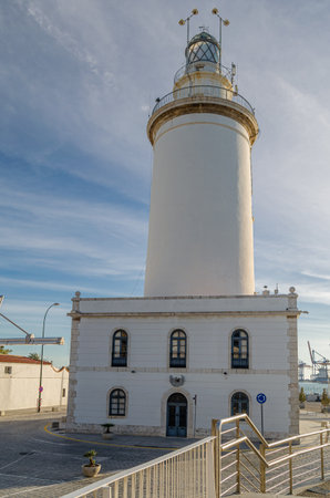 View of the lighthouse in Malaga, Andalusia, Spain, built in 1817の写真素材