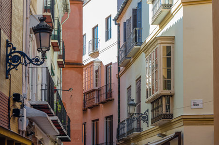 Architecture in the old town of Malaga, Andalusia, southern Spainの写真素材