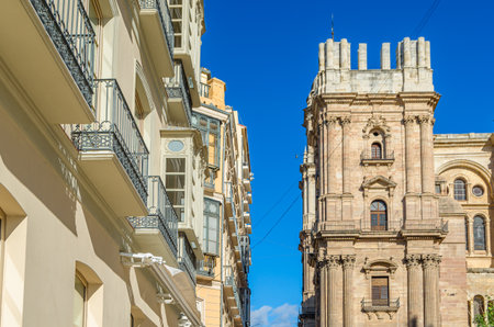 Architecture in the old town of Malaga, Andalusia, southern Spainの写真素材