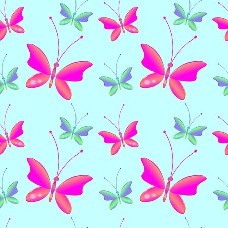 Seamless background with bright colorful butterflies . Perfect for background greeting cards and invitations to the day of the wedding, birthday.の写真素材