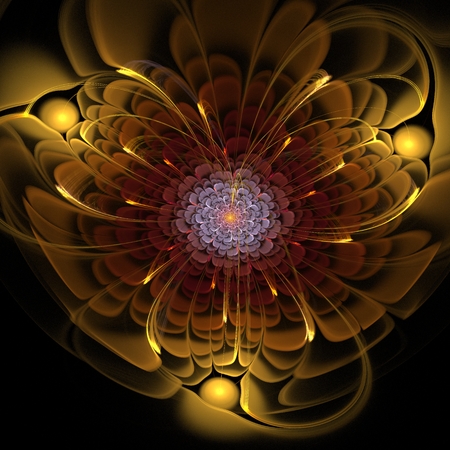 Dark fractal flower, digital artwork for creative graphic design.の写真素材