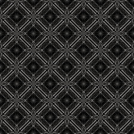 Abstract geometric pattern with lines, rhombuses and seamless background. Black and white texture.の写真素材