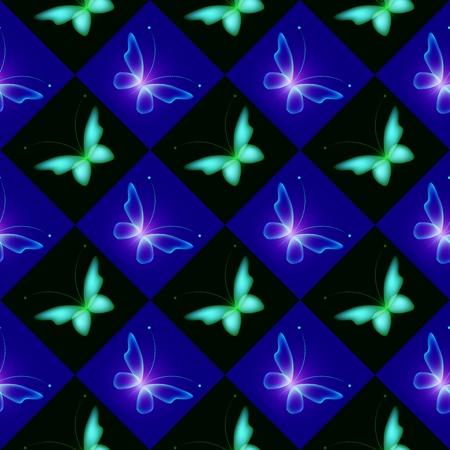 Seamless background with bright colorful butterflies .の写真素材