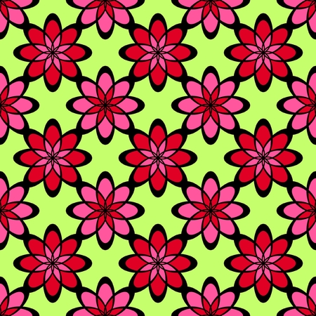 Geometric seamless pattern with color flowers.の写真素材