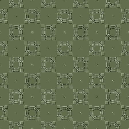 Seamless embossed pattern. Geometric pattern with embossed design. Graphic modern green pattern. 3Dの写真素材