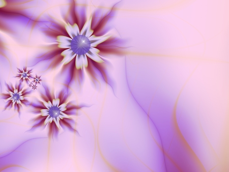 Fractal image, beautiful template for inserting text. In pink and purple color.Background with flower Floral template with place for text.Graphic design for business cards and like.の写真素材