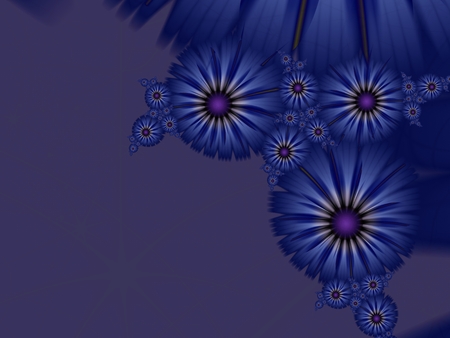 Fractal image, beautiful template for inserting text, in color blue. Background with flower. Floral template with space for text. Graphic design for business cards and like.の写真素材