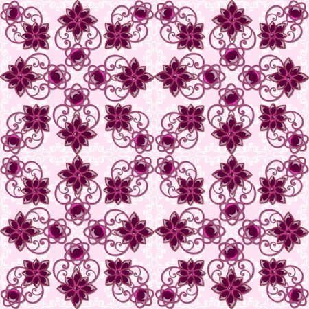 Vintage jewelry seamless pattern with colored gems. Flowers made of precious stones.