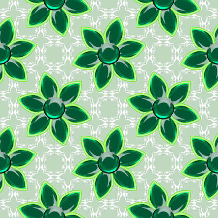 Vintage jewelry seamless pattern with colored gems. Flowers made of precious stones.