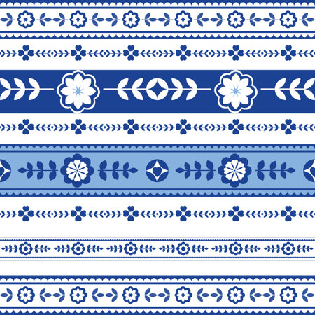Blue and white flowers as seamless pattern. Abstract background for textile design, surface textures, wrapping paper. Set of flowers.の写真素材