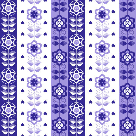 Purple texture with a regular seamless flowers as a background. Graphic design with a simple pattern.の写真素材