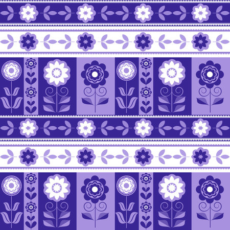 Purple texture with a regular seamless flowers as a background. Graphic design with a simple pattern.の写真素材