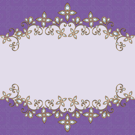Template with jewelry and colored stones as a background for printing invitations, cards and others.の写真素材