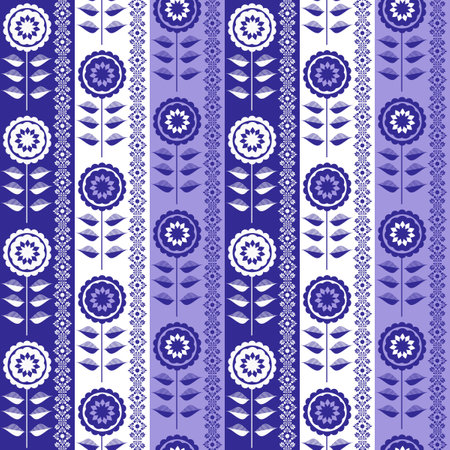 Purple texture with a regular seamless flowers as a background. Graphic design with a simple pattern.の写真素材