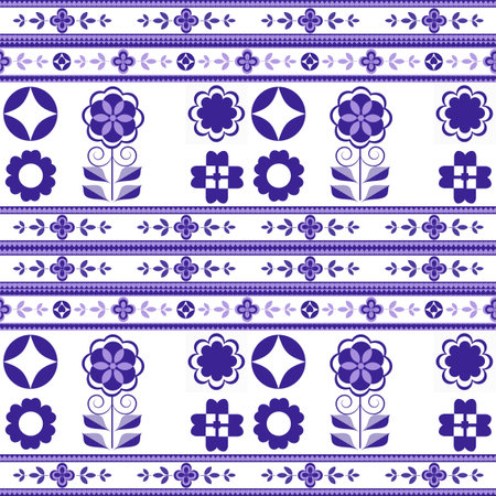 Purple texture with a regular seamless flowers as a background. Graphic design with a simple pattern.の写真素材