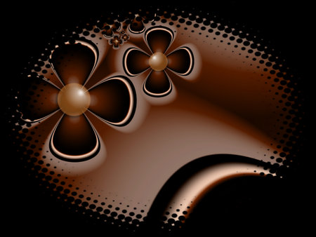 Fractal image in an oval frame with flowers on a dark background..Template with place for inserting your text.Multicolor flowers.の写真素材