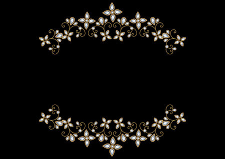 Template with jewelry and colored stones as a background for printing invitations, cards and others.の写真素材
