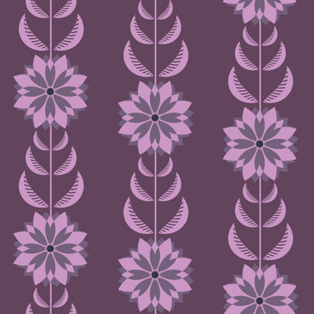 Purple texture with a regular seamless flowers as a background. Graphic design with a simple pattern.の写真素材