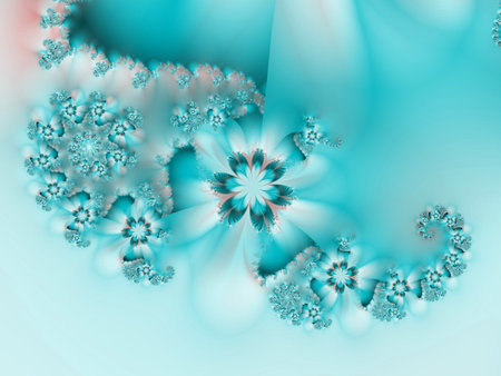 Wreath of flowers as fractal art. Fractal image of fantastic flowers. Template for further graphic design. Original background.の写真素材